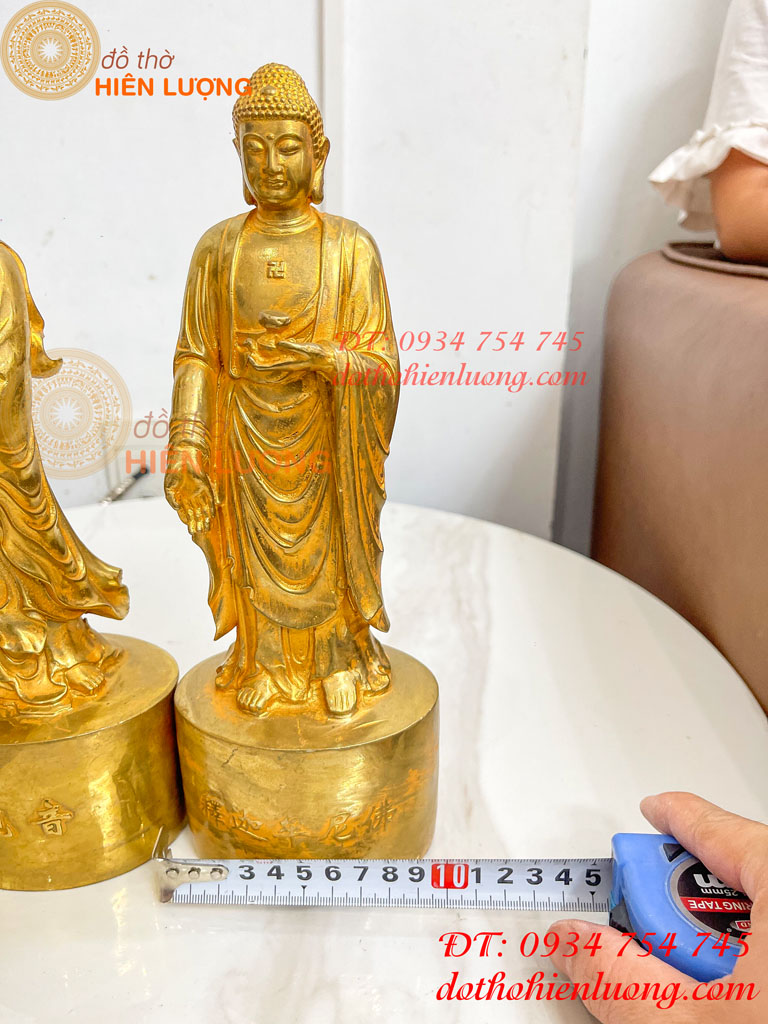 Bộ Tượng Quan Công, Phật Bà, Adida Bằng Đồng Cao 27cm