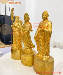 Bộ Tượng Quan Công, Phật Bà, Adida Bằng Đồng Cao 27cm