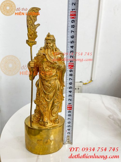 Tượng Quan Công Đứng Bằng Đồng Vàng Cao 27cm