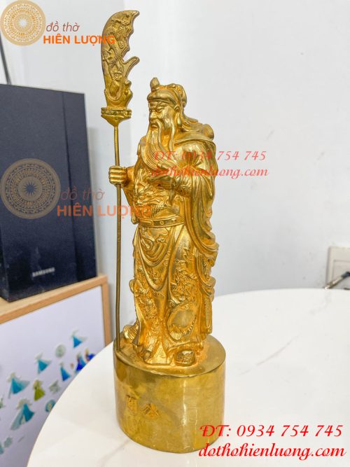 Tượng Quan Công Đứng Bằng Đồng Vàng Cao 27cm