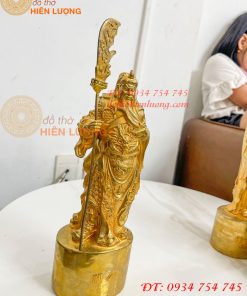 Tượng Quan Công Đứng Bằng Đồng Vàng Cao 27cm