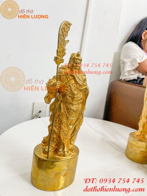 Tượng Quan Công Đứng Bằng Đồng Vàng Cao 27cm