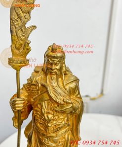 Tượng Quan Công Đứng Bằng Đồng Vàng Cao 27cm