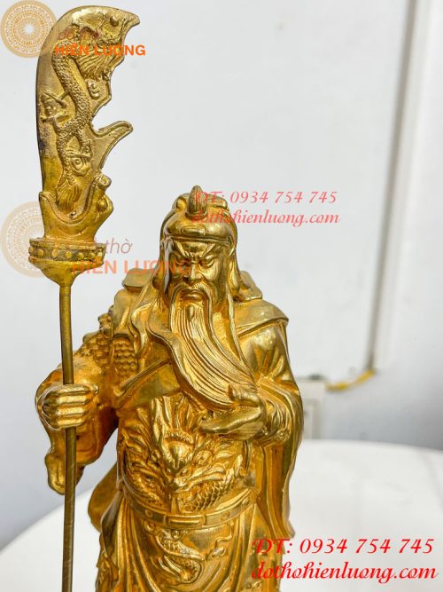Tượng Quan Công Đứng Bằng Đồng Vàng Cao 27cm