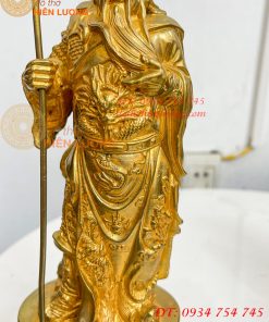 Tượng Quan Công Đứng Bằng Đồng Vàng Cao 27cm