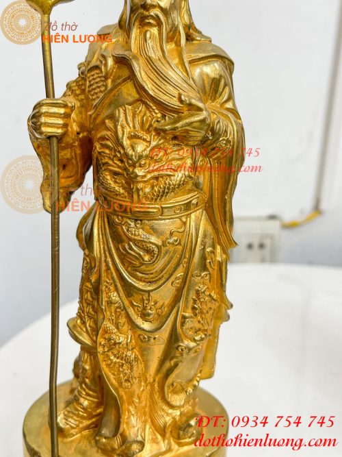 Tượng Quan Công Đứng Bằng Đồng Vàng Cao 27cm