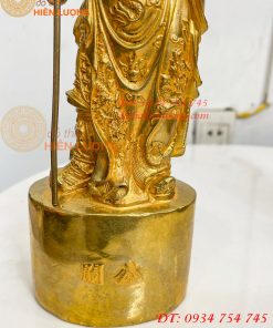 Tượng Quan Công Đứng Bằng Đồng Vàng Cao 27cm