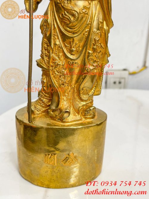 Tượng Quan Công Đứng Bằng Đồng Vàng Cao 27cm