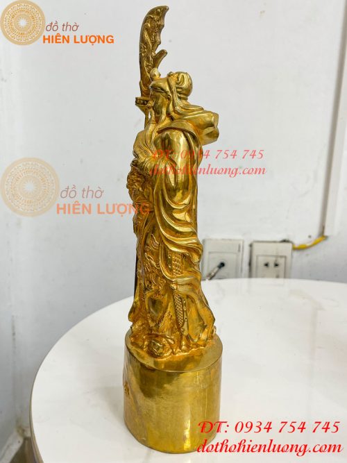 Tượng Quan Công Đứng Bằng Đồng Vàng Cao 27cm
