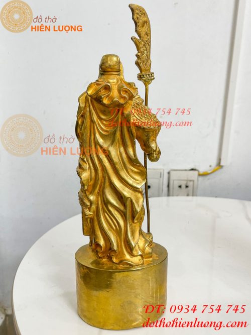 Tượng Quan Công Đứng Bằng Đồng Vàng Cao 30cm