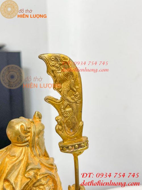 Tượng Quan Công Đứng Bằng Đồng Vàng Cao 30cm