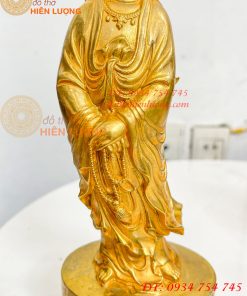 Tượng Quan Âm Phật Bà Đứng Cao 27cm Bằng Đồng Vàng