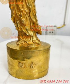 Tượng Quan Âm Phật Bà Đứng Cao 27cm Bằng Đồng Vàng