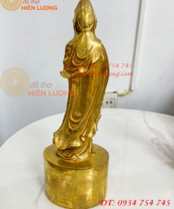 Tượng Quan Âm Phật Bà Đứng Cao 27cm Bằng Đồng Vàng
