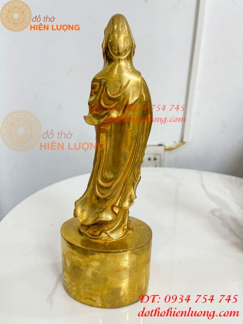 Tượng Quan Âm Phật Bà Đứng Cao 27cm Bằng Đồng Vàng