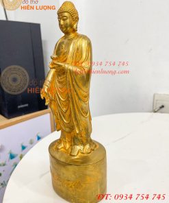 Tượng Phật Adida Đứng Cao 27cm Bằng Đồng Vàng