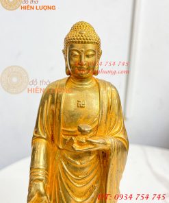 Tượng Phật Adida Đứng Cao 27cm Bằng Đồng Vàng