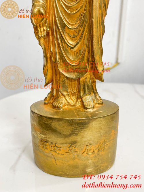 Tượng Phật Adida Đứng Cao 27cm Bằng Đồng Vàng