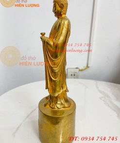 Tượng Phật Adida Đứng Cao 27cm Bằng Đồng Vàng