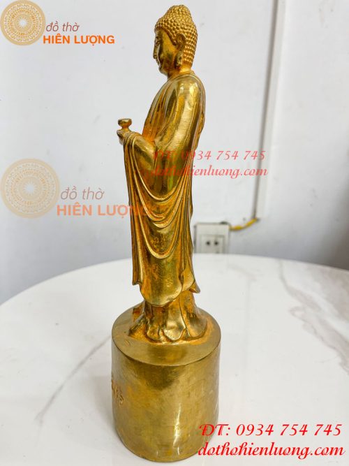 Tượng Phật Adida Đứng Cao 27cm Bằng Đồng Vàng