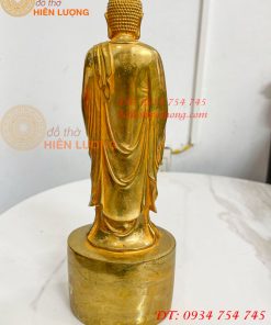 Tượng Phật Adida Đứng Cao 27cm Bằng Đồng Vàng
