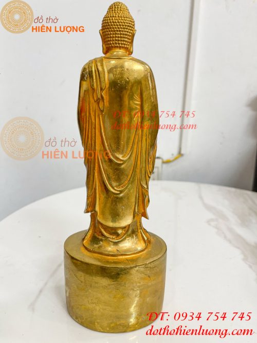 Tượng Phật Adida Đứng Cao 27cm Bằng Đồng Vàng