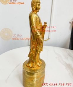 Tượng Phật Adida Đứng Cao 27cm Bằng Đồng Vàng