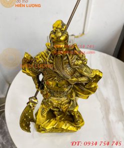 Tượng Quan Công Mặc Áo Rồng Đứng Trấn Ải Bằng Đồng Cao 35cm