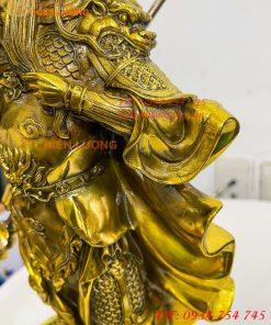 Tượng Quan Công Mặc Áo Rồng Đứng Trấn Ải Bằng Đồng Cao 35cm