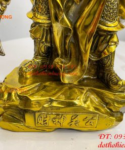 Tượng Quan Công Mặc Áo Rồng Đứng Trấn Ải Bằng Đồng Cao 35cm