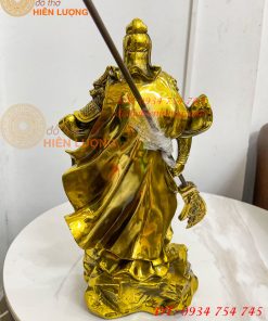 Tượng Quan Công Mặc Áo Rồng Đứng Trấn Ải Bằng Đồng Cao 35cm