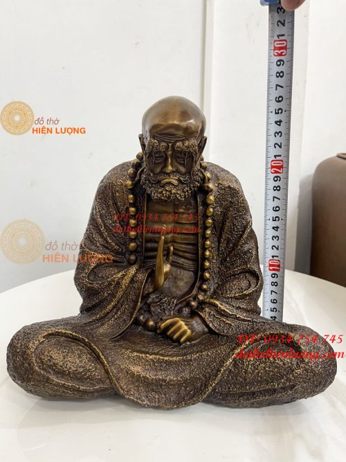 Tượng Bồ Đề Đạt Ma Sư Tổ Ngồi Thiền Cao 28cm Bằng Đồng