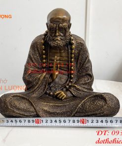 Tượng Bồ Đề Đạt Ma Sư Tổ Ngồi Thiền Cao 28cm Bằng Đồng