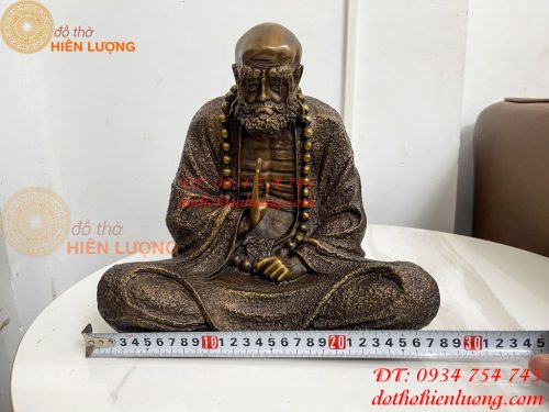 Tượng Bồ Đề Đạt Ma Sư Tổ Ngồi Thiền Cao 28cm Bằng Đồng