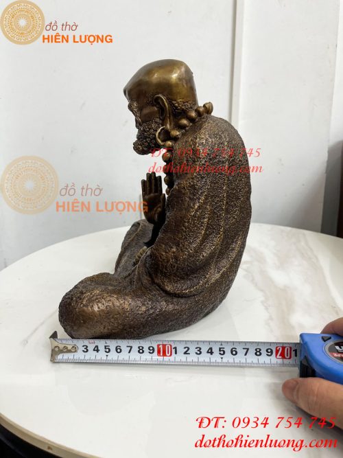 Tượng Bồ Đề Đạt Ma Sư Tổ Ngồi Thiền Cao 28cm Bằng Đồng