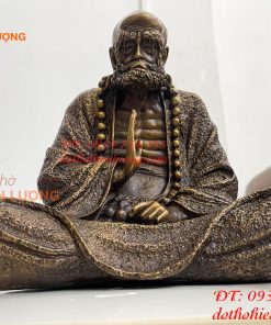 Tượng Bồ Đề Đạt Ma Sư Tổ Ngồi Thiền Cao 28cm Bằng Đồng