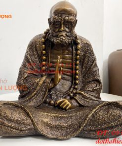 Tượng Bồ Đề Đạt Ma Sư Tổ Ngồi Thiền Cao 28cm Bằng Đồng