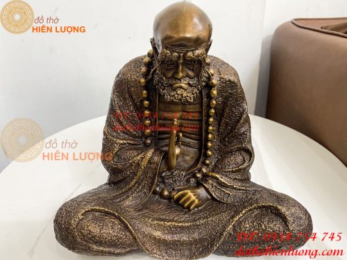 Tượng Bồ Đề Đạt Ma Sư Tổ Ngồi Thiền Cao 28cm Bằng Đồng