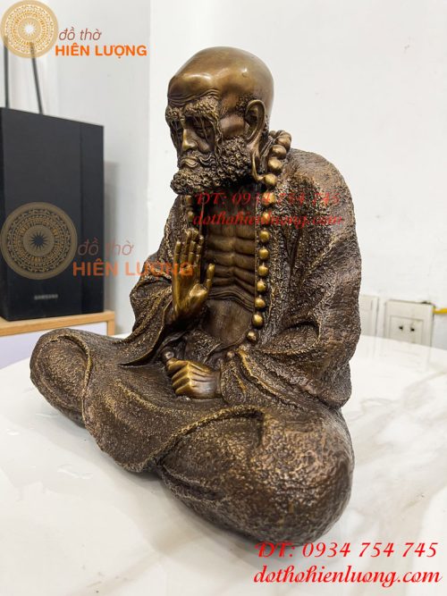 Tượng Bồ Đề Đạt Ma Sư Tổ Ngồi Thiền Cao 28cm Bằng Đồng