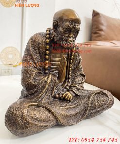 Tượng Bồ Đề Đạt Ma Sư Tổ Ngồi Thiền Cao 28cm Bằng Đồng