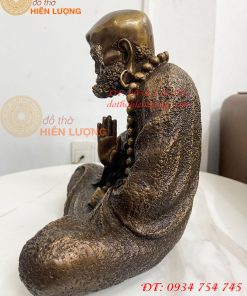 Tượng Bồ Đề Đạt Ma Sư Tổ Ngồi Thiền Cao 28cm Bằng Đồng