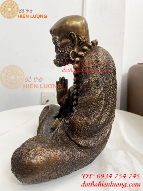 Tượng Bồ Đề Đạt Ma Sư Tổ Ngồi Thiền Cao 28cm Bằng Đồng