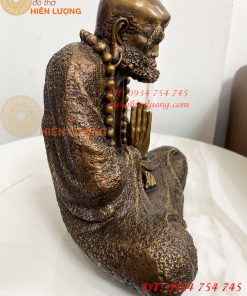 Tượng Bồ Đề Đạt Ma Sư Tổ Ngồi Thiền Cao 28cm Bằng Đồng