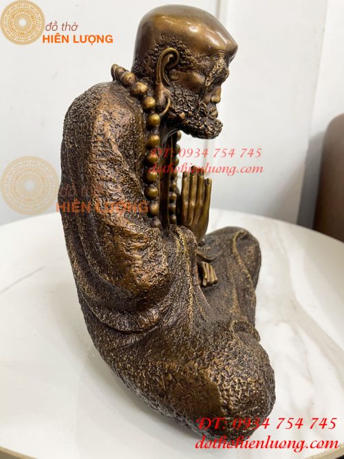 Tượng Bồ Đề Đạt Ma Sư Tổ Ngồi Thiền Cao 28cm Bằng Đồng