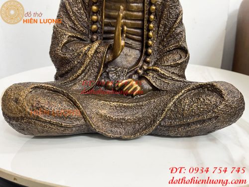 Tượng Bồ Đề Đạt Ma Sư Tổ Ngồi Thiền Cao 28cm Bằng Đồng