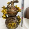 Hồ Lô Chữ Phúc Hoa Mẫu Đơn Bằng Đồng Hun Cao 27cm
