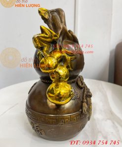 Hồ Lô Chữ Phúc Hoa Mẫu Đơn Bằng Đồng Hun Cao 27cm