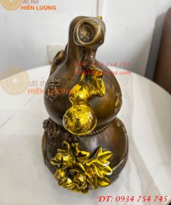 Hồ Lô Chữ Phúc Hoa Mẫu Đơn Bằng Đồng Hun Cao 27cm