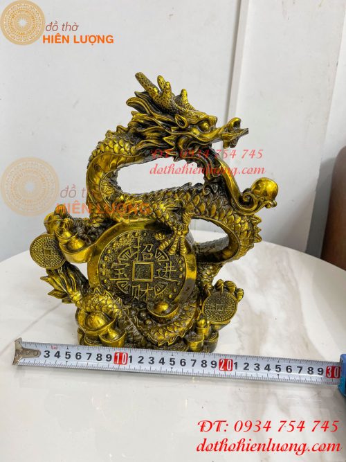 Tượng Rồng Cuộn Tiền Nhả Ngọc Bằng Đồng Phong Thủy