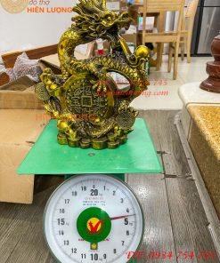 Tượng Rồng Cuộn Tiền Nhả Ngọc Bằng Đồng Phong Thủy